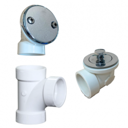 PSP0051 Bathtub Overflow, Sch. 40 PVC Plumbers Pack with Lift & Turn Plug Bath Drain